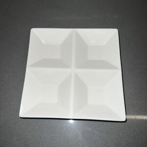 World Market Serving Dish 6"x6" White With 4 Compartments